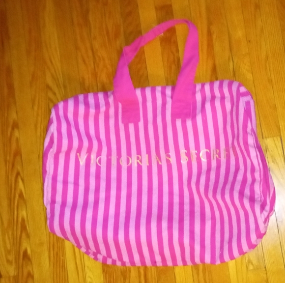 Victoria's Secret Handbags - vintage 90's Victoria's Secret Pink and White Striped Tote